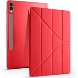 Dexmon Samsung Galaxy Tab S9 Plus / S9 Fe Plus Uyumlu Zore Tri Folding Kalem Bölmeli Standlı Tablet Kılıfı - Kırmızı