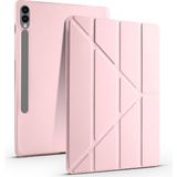 Dexmon Samsung Galaxy Tab S9 Plus / S9 Fe Plus Uyumlu Zore Tri Folding Kalem Bölmeli Standlı Tablet Kılıfı - Pembe