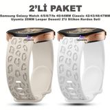 Dexmon Samsung Galaxy Watch 4/5/6/7/fe 40/44MM Classic 42/43/46/47MM Uyumlu 20MM Leopar Desenli 2li Silikon Kordon Seti - Starlight - Beyaz - Samsung 20mm