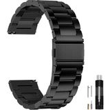 Dexmon Samsung Galaxy Watch 4/5/6/7/fe/40/40/44 Classic 42/43/46/47MM Uyumlu 20MM Metal Paslanmaz Çelik Kordon - Samsung 20mm - Siyah