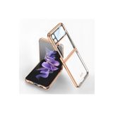 Dexmon Samsung İle Uyumlu Galaxy Z Flip 4 Kılıf Kamera Korumalı Metal Görünümlü Ultra Ince Katlanabilen Crieff Case, Gold