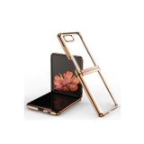 Dexmon Samsung İle Uyumlu Galaxy Z Flip Kılıf Metal Görünümlü Ultra Ince Katlanabilen Crieff Case, Gold