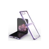 Dexmon Samsung İle Uyumlu Galaxy Z Uyumlu Flip Kılıf Metal Görünümlü Ultra İnce Katlanabilen Crieff Case, Lavanta