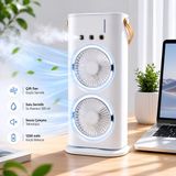 Dexmon Şarjlı Sulu Mini Klima Çift Fanlı 1200 Mah Taşınabilir Ayarlanabilir Masaüstü Fan 280 ml Su Hazneli USB Soğutucu Serinletici - 1BW-Beyaz