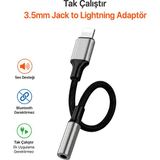 Dexmon Tak Çalıştır Lightning (Iphone) To 3.5mm Aux Jack Kulaklık Dönüştürücü Çevirici Kablo 12CM - Model 1