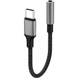Dexmon Tak Çalıştır Type-C To Aux 3.5mm Kulaklık Jak Dönüştürücü Alüminyum Alaşım Kırılmaz Örgü Kablo - Siyah
