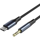 Dexmon Type-C To 3.5mm Aux Ses Kablosu Hi-Fi Ses Kalitesi Kırılmaz Hasır Örgü Alüminyum Gövde 1 Metre - Siyah