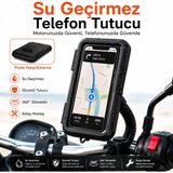 Dexmon Universal 4.7-6.9 Inç Su Geçirmez Motosiklet Bisiklet Scooter Atv Telefon Tutucu Gidon ve Ayna Bağlantılı 360° Döner Dokunmatik Uyumlu Telefon Tutacağı - Model 3