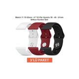 Dexmon Watch 11 10 9 8 7 6 SE Uyumlu 38 40 41 42mm Silikon Kordon Seti 3’lü Paket Saat Kayışı