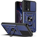 Dexmon Xiaomi Poco F5 Pro Kılıf Standlı Manyetik Yüzüklü Kamera Sürgülü Ultra Koruma Tank Zırh Kapak - Lacivert