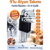 Dexpa 9’lu Alyan Takımı Crv – Farklı Ölçüler – Pratik Taşıma Aparatlı - Gri