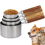 Dexspoeny 4'lü Paket Köpek Maması Kepçe Ölçüm Bardağı Seti, Paslanmaz Çelik Evcil Hayvan Maması Kepçe Köpek Maması Ölçüm Bardağı Köpekler Kediler Kuşlar ve Tavşanlar için, 1 Fincan, 1/2 Bardak, 1/3
