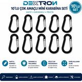 Dextron Çok Amaçlı Mini Karabina Kanca Seti Çanta Matara Anahtarlık Kamp ve Seyahat Aksesuarı - 10'lu Set