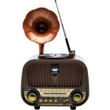 Dexxony Ahşap Görünümlü Şarjlı Nostaljik Radyo Usb/aux/tf Destekli Retro Radyo Şarjlı Bluetooth Hoparlör Dekoratif Gramofon - Ahşap - Ceviz