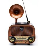 Dexxony Ahşap Görünümlü Şarjlı Nostaljik Radyo Usb/aux/tf Destekli Retro Radyo Şarjlı Bluetooth Hoparlör Dekoratif Gramofon