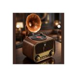 Dexxony Ahşap Gramofon Görünümlü Nostaljik Radyo & Bluetooth Hoparlör USB SD Kart Dekoratif Müzik Kutusu