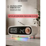 Dexxony Dx-98 Çok Fonksiyonlu Retro Bluetooth Hoparlör Fm Radyo Işıklı Dijital Çalar Masa Saati Termometreli Gece Lambası - Beyaz