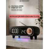 Dexxony Dx-98 Çok Fonksiyonlu Retro Bluetooth Hoparlör Fm Radyo Işıklı Dijital Çalar Masa Saati Termometreli Gece Lambası - Siyah