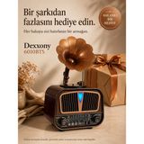 Dexxony Elite 6010BTS Güneş Panelli Bluetooth Nostaljik Gramofon Radyo - Ev Hediyesi Dekoratif Radyo - Kahverengi