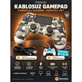 Dexxony Premium Ps4 / Pro / Slim Uyumlu Kablosuz Oyun Kolu - V2 Çift Titreşimli Bluetooth Gamepad - Beyaz - Kahverengi