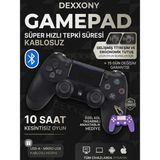 Dexxony Pro Gamer Ps4 Oyun Kolu Kablolu & Kablosuz Siyah Bluetoothlu Bilgisayar Uyumlu Kol Gamepad Joystick - Gümüş