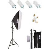 Deyatech 50X70CM Softbox 4 Duylu Tekli Sürekli Işık Seti 50X70 Softbox Video Işık Lambalı 20 watt led lamba
