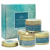 DEYBBY Doğal Soya Balmumu Kokulu Mumlar 4 Paket 4 Oz Hediye Seti-Lavanta, Vanilya, Limon, Okyanus Esintisi Aromaterapi | Stres Giderici Gevşeme BathYoga için 20 Saat Uzun Ömürlü Yanan Seyahat Teneke