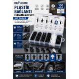 Deyhome 100 Parça Oto Plastik Bağlantı Elemanları Seti – 6 Farklı Tip Kaplama Klipsi, Tampon ve Trim Sabitleme Perçin Seti