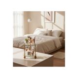 Deyhome 2 Katlı Yuvarlak Cam Organizer Ahşap Ayaklı Vidalı Stand, 25x25 cm Mutfak Banyo Masa Üstü Düzenleyici