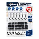 DEYHOME 225 Parça Kauçuk Conta Seti Kendiliğinden Saklama Kutulu O-Ring Halka Seti