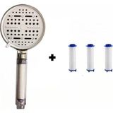 Deyhome 2'li Set 6 Fonksiyonlu Masajlı Filtreli Duş Başlığı + 3 Adet Yedek Filtre - Beyaz - Gri