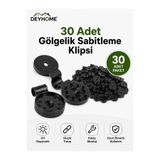 DEYHOME 30 Adet Gölgelik Sabitleme Klipsi UV Dayanımlı Sera Bahçe File Tente Ağ Sabitleyici Siyah