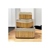 Deyhome 3lü Bambu Kare Organizer Sepet Çok Amaçlı Banyo Mutfak Düzenleyici Saklama Sepeti Seti