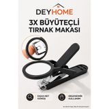 DEYHOME 3X Büyüteçli Paslanmaz Çelik Tırnak Makası, Törpülü ve Sıçrama Önleyici, Rahat Tutuşlu – Kar