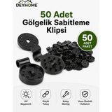 deyhome 50 Adet Gölgelik Sabitleme Klipsi Uv Dayanımlı Sera Bahçe File Tente Ağ Sabitleyici Siyah