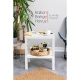 DEYHOME Balkon Bahçe Havuz Plaj Sehpası Banyo Mutfak Rafı Gazetelikli Masa 2 Katlı Organizer - Beyaz