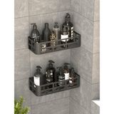 Deyhome Evo 2’li Yapışkanlı Duvar Organizer – Siyah Banyo & Duş Rafı Seti (Şampuanlık & Sabunluk)