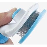DEYHOME Kedi Köpek Tarağı Kendini Temizleyen Düğmeli Paslanmaz Çelik | Tek Tuşla Temizleme, Kaymaz Ergonomik Sap, Yuvarlak Uçlu Teller, 19 cm Uzunluk, Kısa ve Uzun Tüy