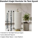 Deyhome Kristal Taşlı Metal Ayaklı Kağıt Havluluk,peçete Rulo Kağıt Havlu Organizer - Gold - Kağıt Rulo Havlu Eni 23 cm'e Kadar