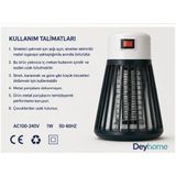 Deyhome LTX-01 Elektrikli Sinek ve Böcek Öldürücü Lamba, Priz Tipi, İç Mekan, 1W, AC100-240V