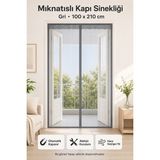 deyhome Mıknatıslı Kapı Sinekliği Siyah 100 x 210 cm Otomatik Kapanan Manyetik Tül Sineklik - Gri