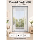 deyhome Mıknatıslı Kapı Sinekliği Siyah 100 x 210 cm Otomatik Kapanan Manyetik Tül Sineklik - Gri