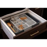 DEYHOME Ordera Çekmece Içi Kaşıklık Organizer Çift Taraflı Uzayabilen Pratik Kaşıklık Düzenleyici (34cm+55cm x 38cm) - Antrasit - Gri