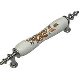 Deyhome Porselen Kulp Toprak Desenli 96MM(9.6CM) Mobilya Çekmece Kapak Kulbu - Krom Ayak Modeli - 10 Adet
