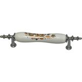Deyhome Porselen Kulp Toprak Desenli 96MM(9.6CM) Mobilya Çekmece Kapak Kulbu - Krom Ayak Modeli - 5 Adet