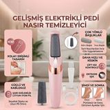 deyhome Şarj Edilebilir Elektrikli Törpü Topuk Nasır Temizleyici Ayak Bakım Cihazı 2 Başlıklı LED Işıklı - Pembe