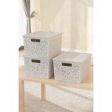 Deyhome Seul 4 Litre Saklama Organizer Kutusu | Çok Amaçlı Düzenleyici | 27,5 x 18 x 12 cm - Krem - 2'li - 4 LT.