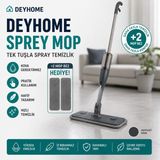 Deyhome Sprey Mop Temizlik Seti | Su Hazneli Spreyli Paspas | Mikrofiber Bezli | Kovasız Pratik Temizlik + 2 Adet Yedek Mop Bez - Turkuaz