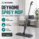 Deyhome Sprey Mop Temizlik Seti | Su Hazneli Spreyli Paspas | Mikrofiber Bezli | Kovasız Pratik Temizlik - Antrasit