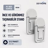 DEYHOME Taşınabilir Laptop Standı, Gümüş, Nano Yapışkanlı, Isı Dağıtıcı, 2 Kademeli Açı Ayarlı, 2'li Set